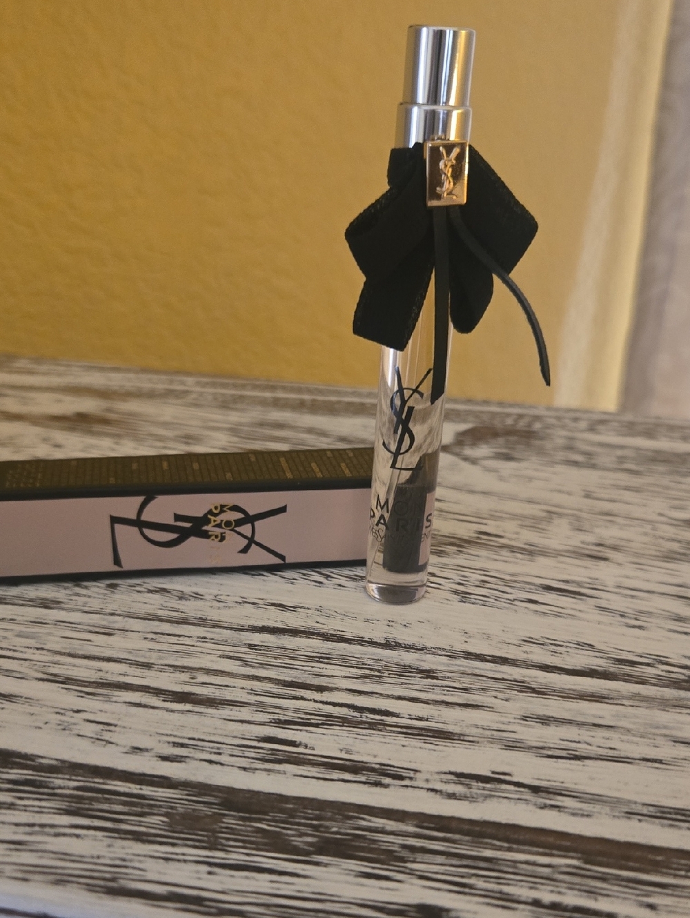 Yves Saint Laurent Mon Paris Travel Spray with Black Bow and Gold Accent